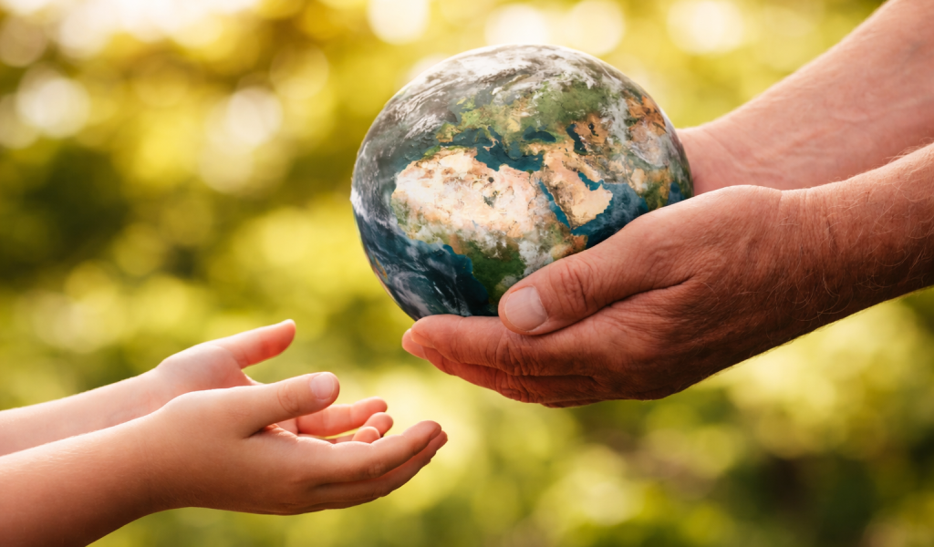 Hand and globe